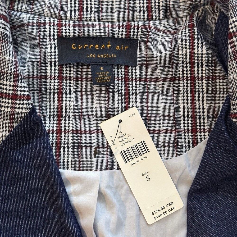 Current Air Anthropologie Plaid Blazer Jacket Women’s Small NWT Double Breasted - Picture 4 of 5